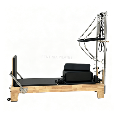 Quality Premium Rubber Wood Pilates Reformer With Tower Equipment 120kg factory