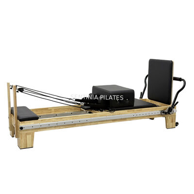 Quality Custom Rubber Wood Foldable Wooden Pilates Reformer Machine Full Track For Professional Studios factory