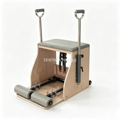 Quality Beech Wood Gym Pilates Wunda Chair With 4 Piano Wire Springs Microfiber Leather factory