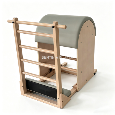 Quality Classic Beech Wood Pilates Ladder Barrel Microfiber Leather Cushion For Commercial Studios Gym factory