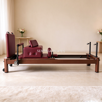 Quality Woodgrain Aluminum Pilates Reformer Machine Transformer 75kg Custom factory